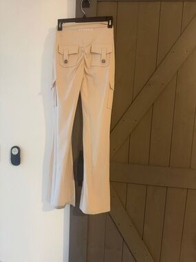 Cream Flared Cargo Pocket leggings